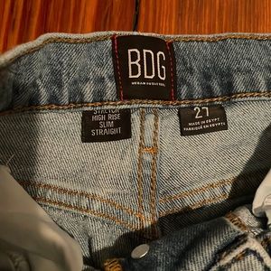 BDG High Rise Slim Straight Distressed Medium Wash Jeans